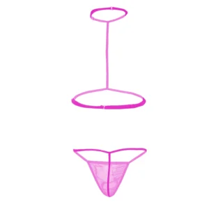 Women Open T shaped Pink Bra and Panty Set