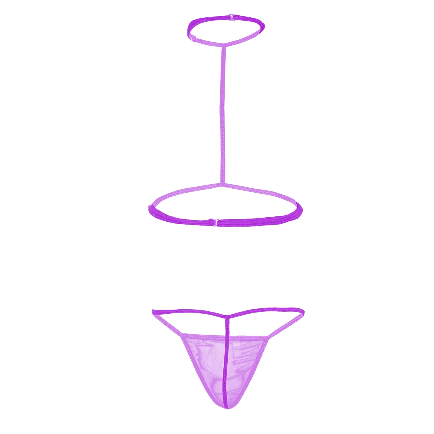 Women Open T shaped Purple Bra and Panty Set - Image 2