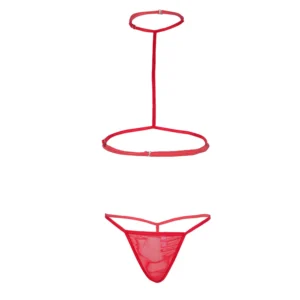 Women Open T shaped Red Bra and Panty Set