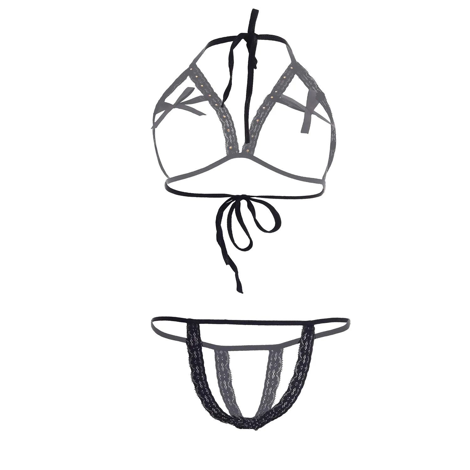 Women Crotch less Open Black Lingerie Set - Image 2