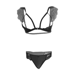Women's Black Lingerie Set Cup Sleeves