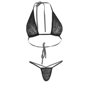 Women's Lace Bikini Black Bra and Panty Set