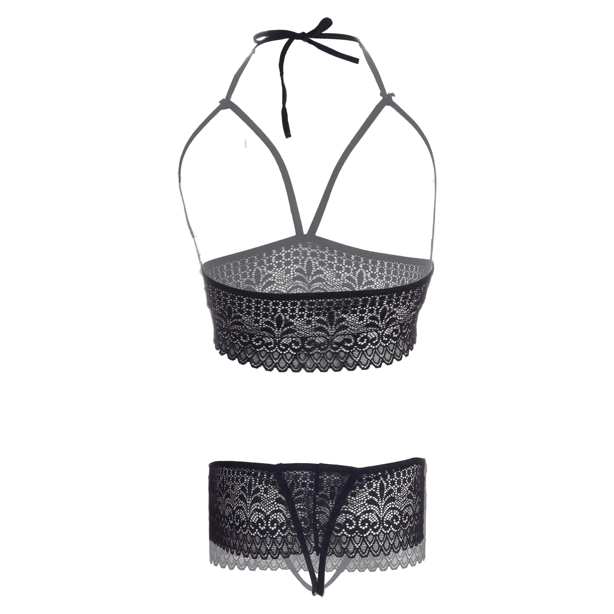 Women Crotch Less Front Open Black Lingerie Set - Image 2