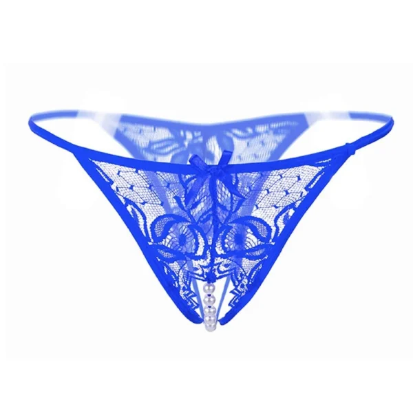 Women's Sexy Open Crotch Pearl Thong Panty - Image 2