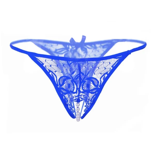 Women's Sexy Open Crotch Pearl Thong Panty - Image 3