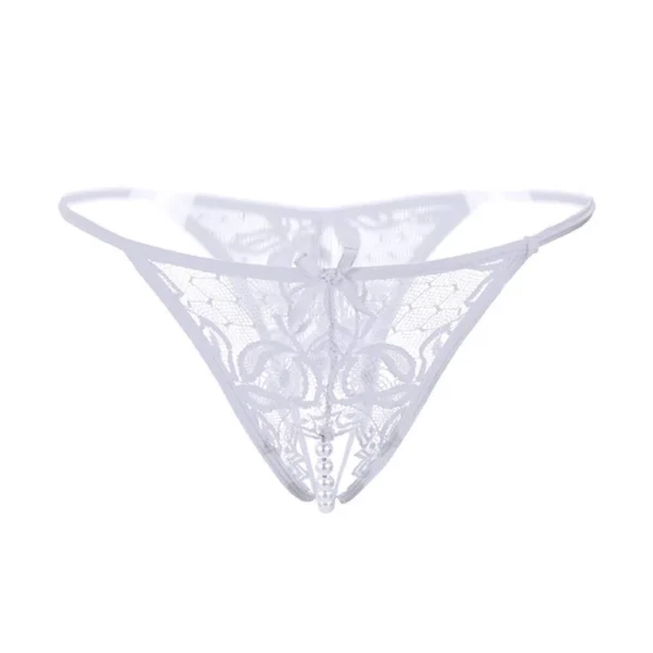Women's Sexy Open Crotch Pearl Thong Panty - Image 4