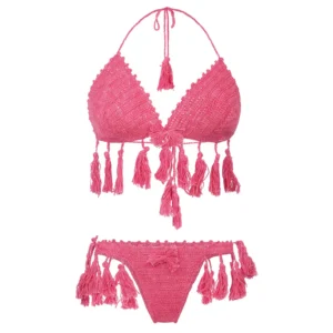 Women's Pink Color Cotton Made Crochet Lingerie