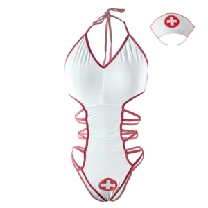 Women's One Piece Nurse Costume Teddy Wear