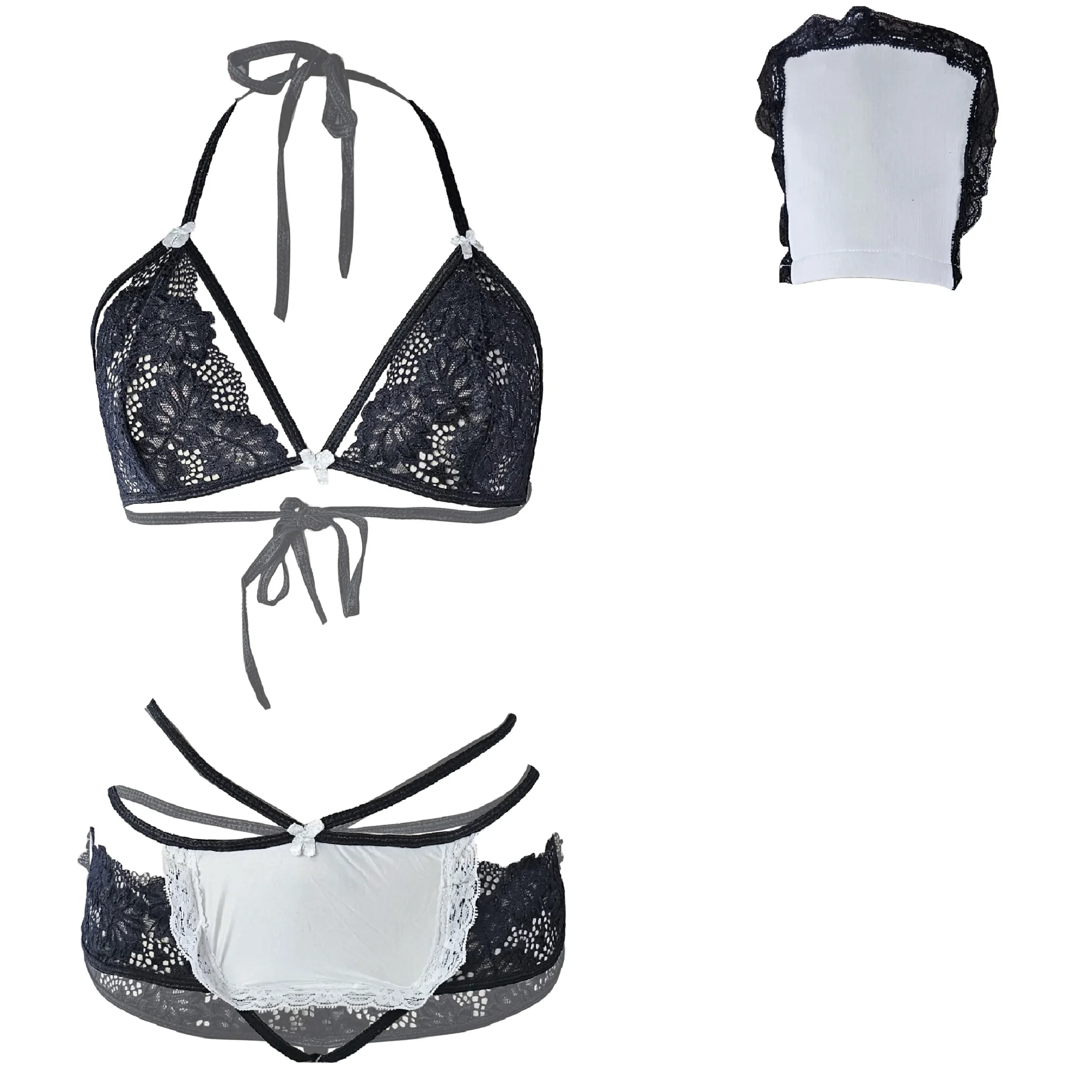 Women's Maid Design Crisscross Costume Set