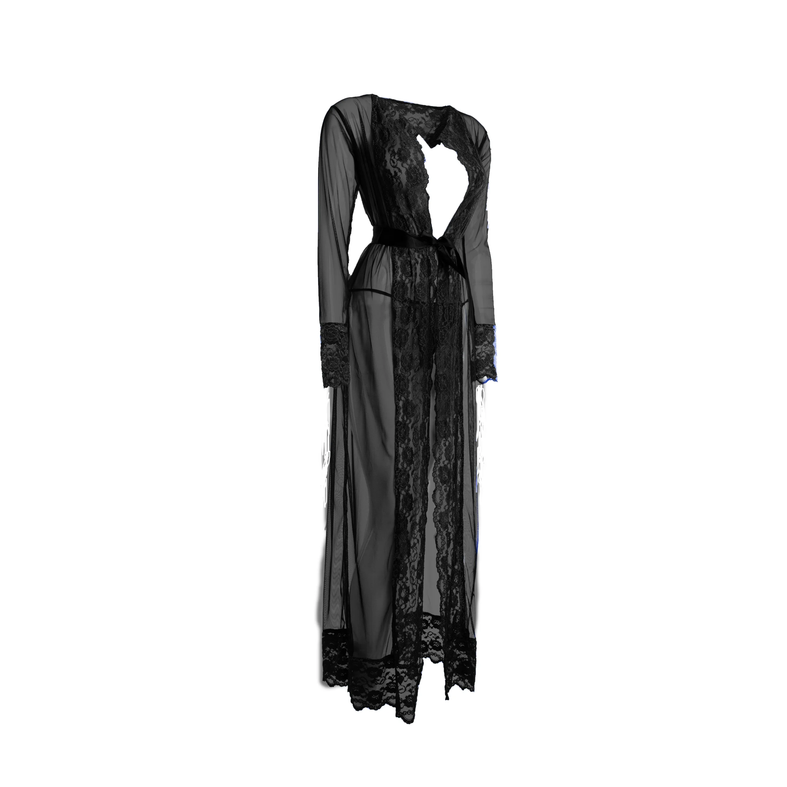 Women's Full Length Solid Black Color Nightwear - Image 2