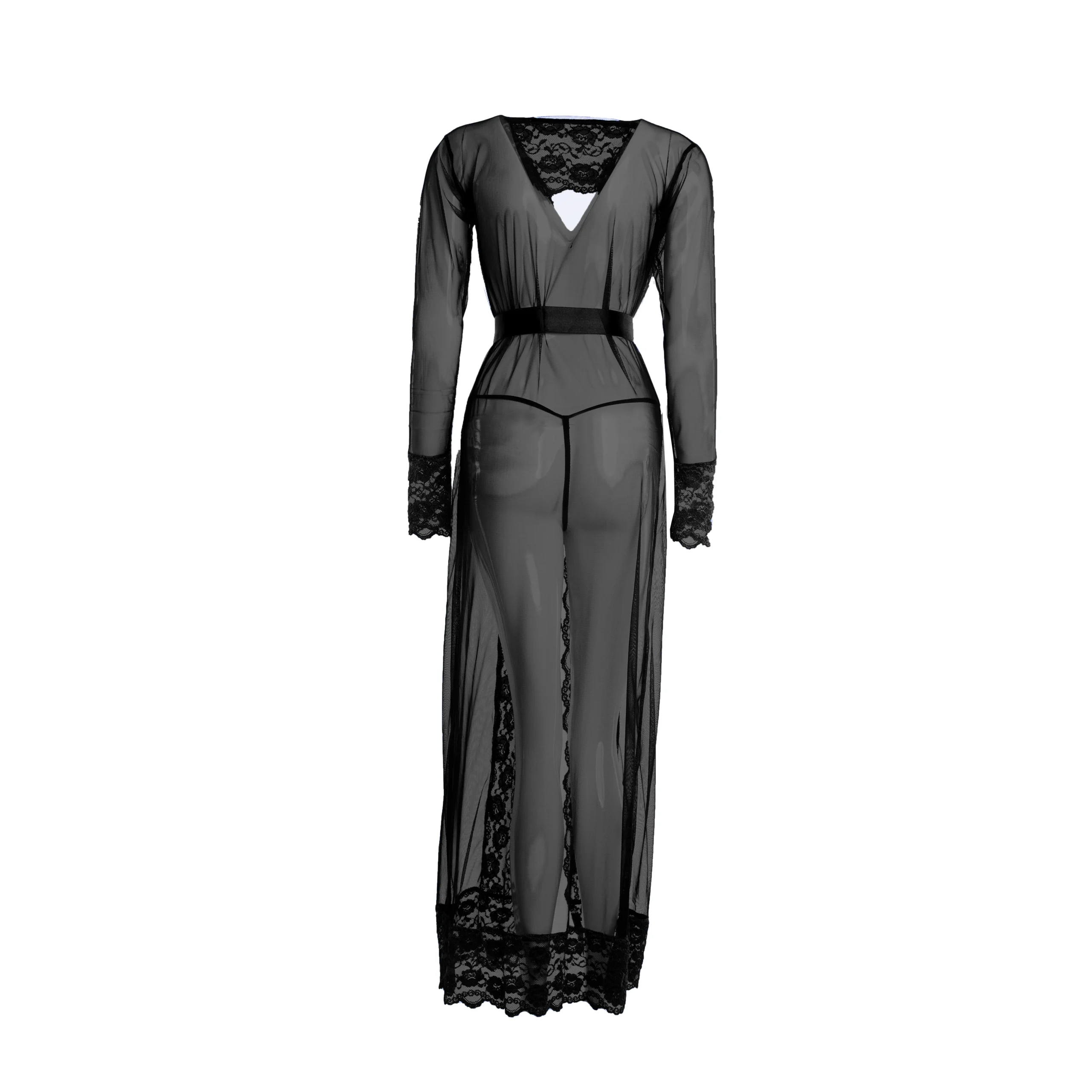 Women's Full Length Solid Black Color Nightwear - Image 3