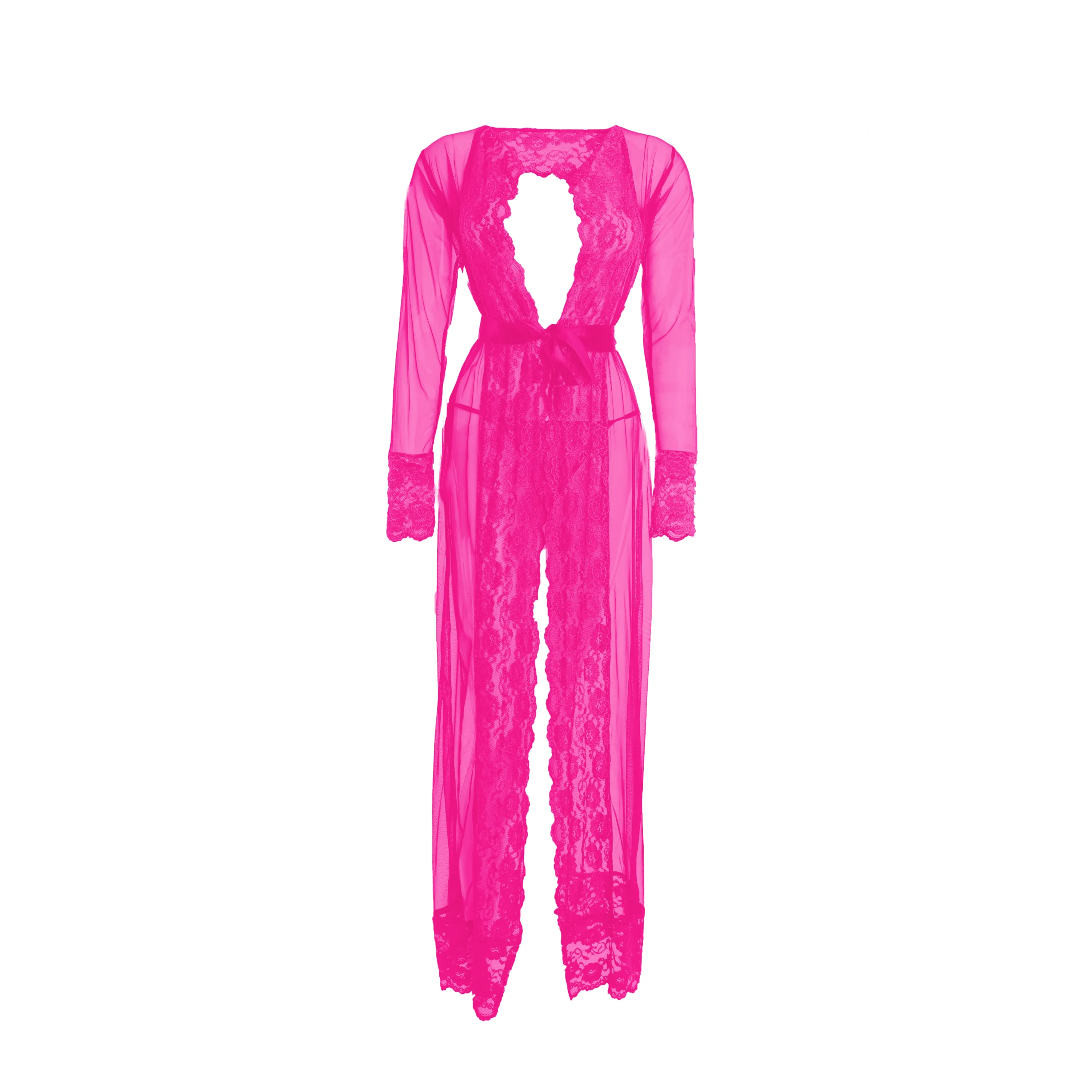 Women's Full Length Solid Pink Color Nightwear