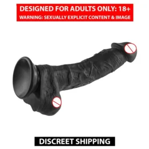 9 Inch Dark Black Premium Silicone Sucktion Base Relax Massager