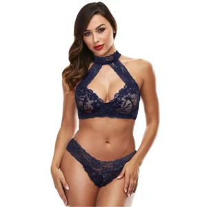 Women's Sexy Halter neck Lace Design Bra & Panty