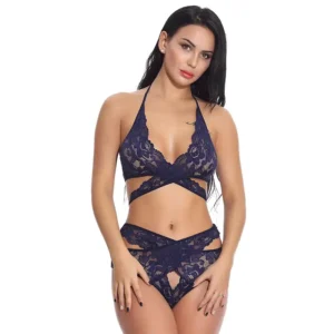 Women's Sexy Crisscross Self Design Lingerie Set
