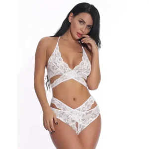 Soft Tie Lace Crisscross Lingerie set