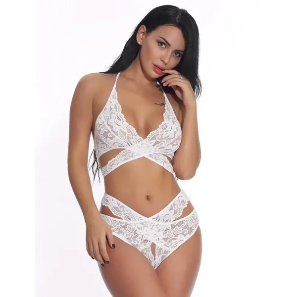 Soft Tie Lace Crisscross Lingerie set