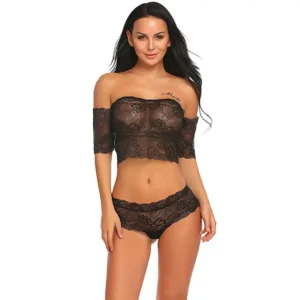 Women Sexy Off Shoulder Bralette Bra and Panty