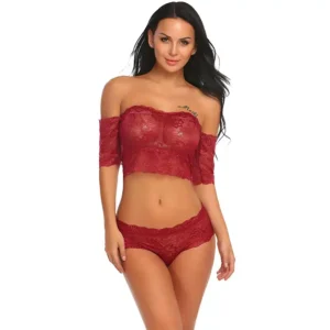 Women's Sexy Off Shoulder Bralette Lingerie Set