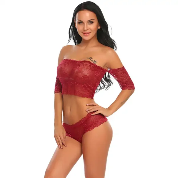 Women's Sexy Off Shoulder Bralette Lingerie Set - Image 4