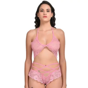 Women Sexy Lace Crisscross  Straps Lingerie Set