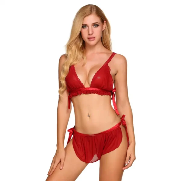 Women's Sexy Floral Self tie Bra and Panty Set - Image 4