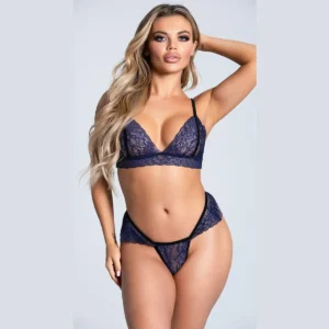 Lace Bralette Lingerie Sling Bra Low Rise Panty