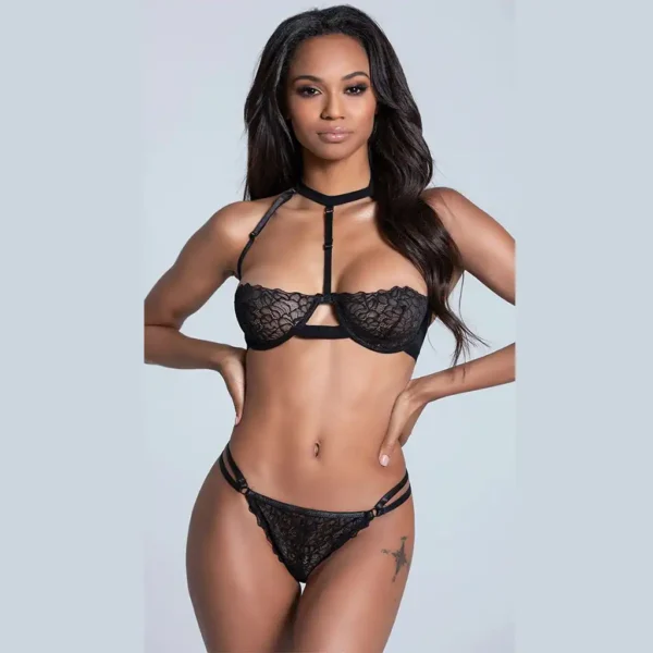 Neck Tie Lingerie Underwired Bra and Panty Set - Image 4
