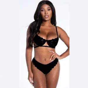 Women Under Wired Cut Out Bra and Panty Set
